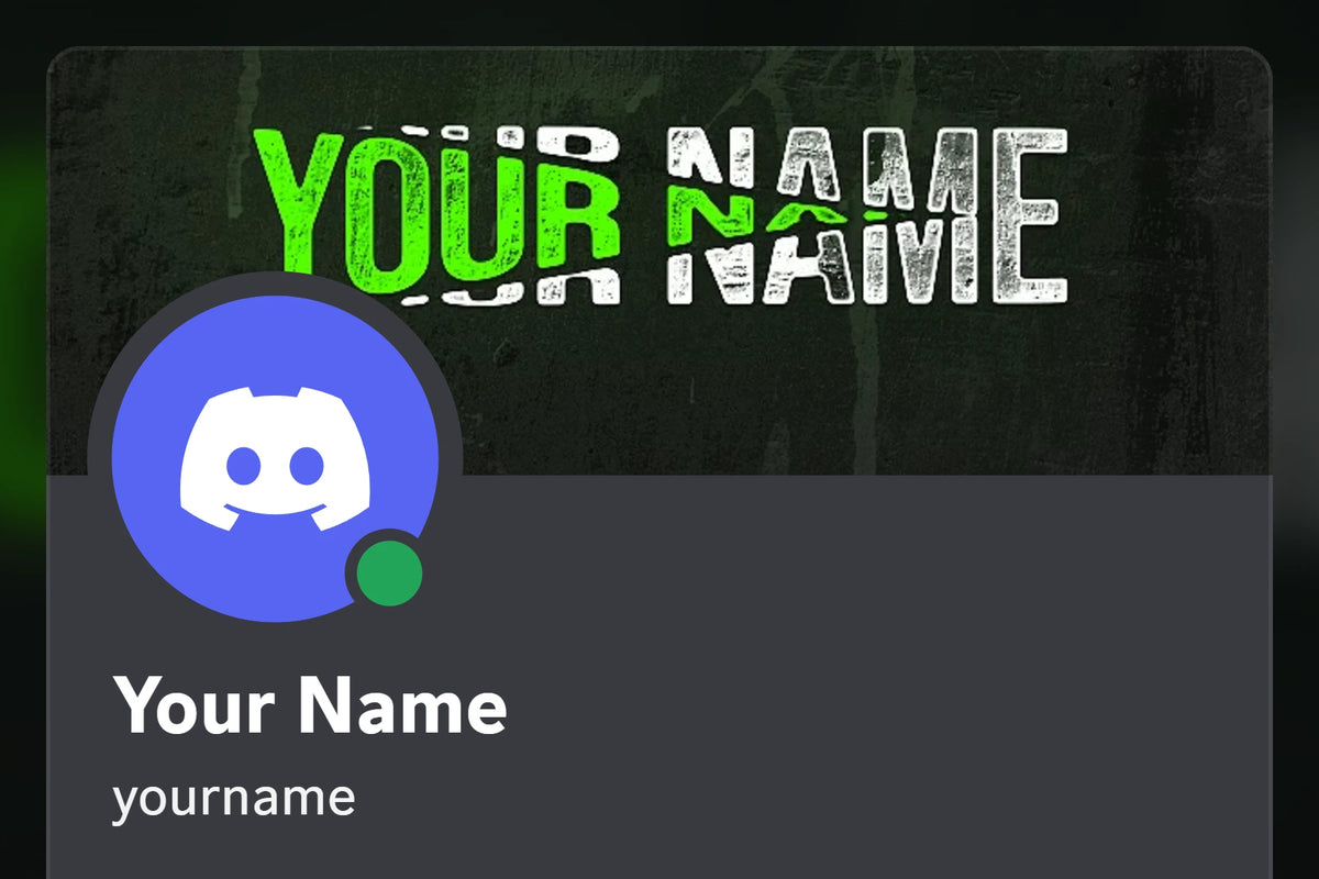 Split Discord profile banner, green, shown on a Discord profile