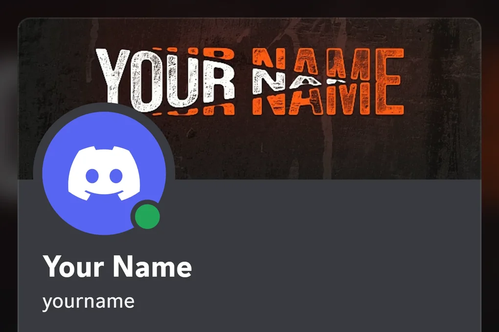 Split Discord profile banner, orange, animated, shown on a Discord profile