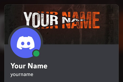 Split Discord profile banner, orange, animated, shown on a Discord profile