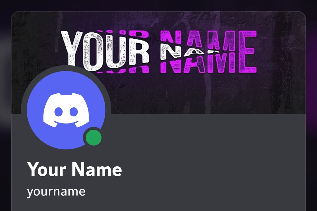 Split Discord profile banner, purple, animated, shown on a Discord profile