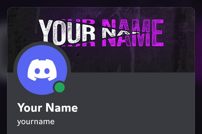 Split Discord profile banner, purple, animated, shown on a Discord profile