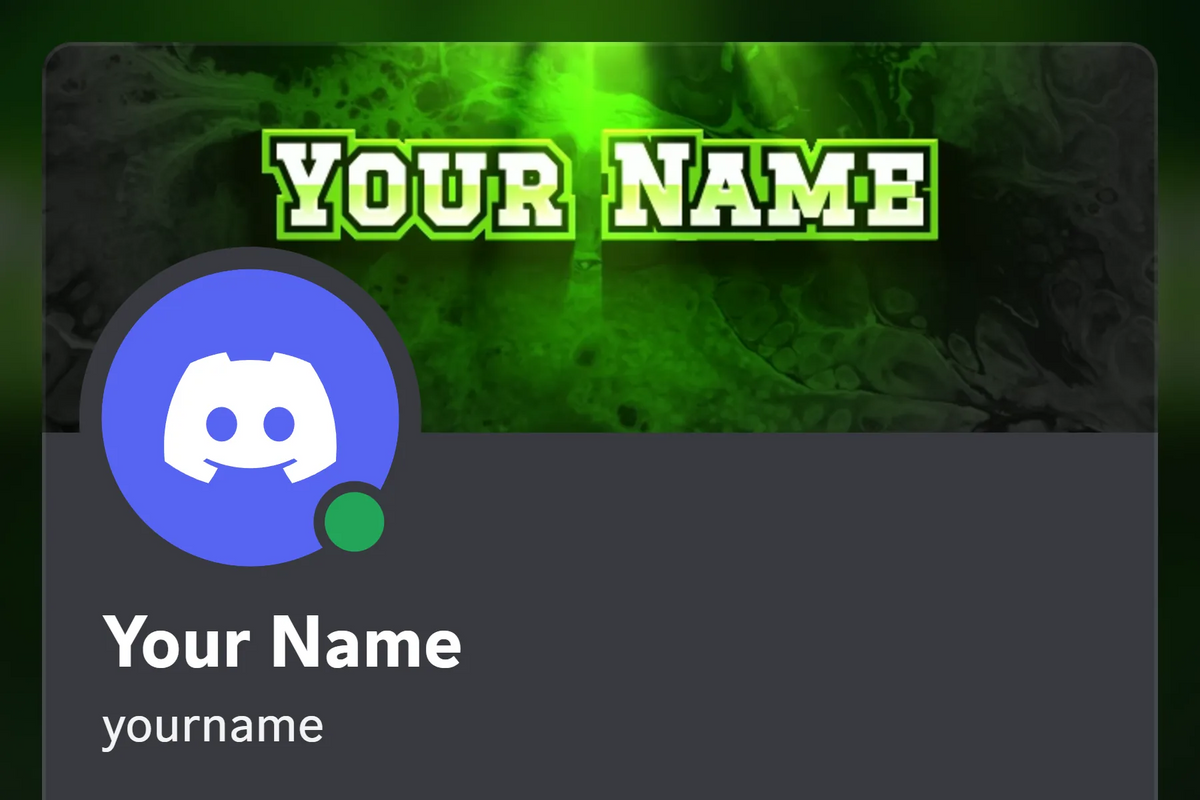 Tenacious Discord profile banner, green, animated, shown on a Discord profile