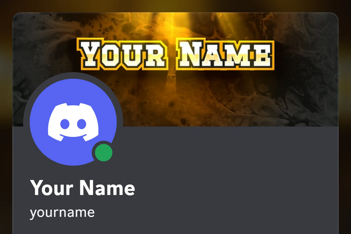 Tenacious Discord profile banner, yellow, animated, shown on a Discord profile