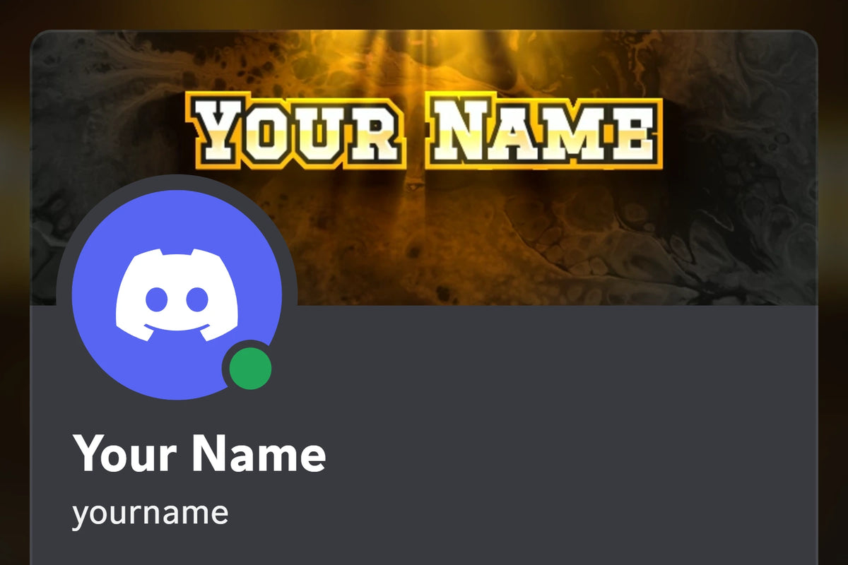 Tenacious Discord profile banner, yellow, shown on a Discord profile