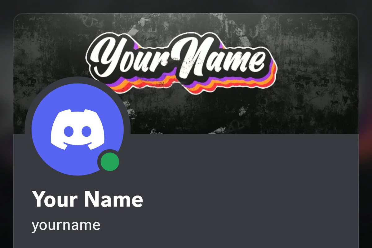 Vintage Discord profile banner, black, animated, shown on a Discord profile
