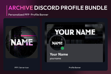 Archive Discord Profile Bundle with matching personalized PFP and server icon and profile banner
