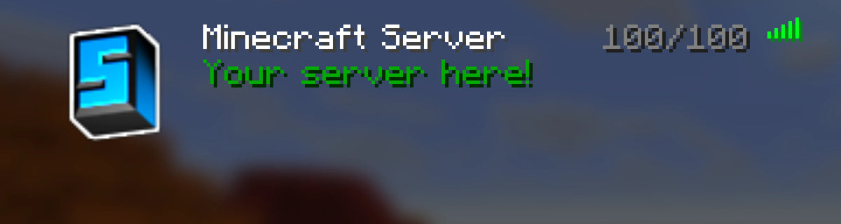 Boxy Minecraft server icon, blue, shown in the multiplayer server list