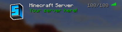 Boxy Minecraft server icon, blue, shown in the multiplayer server list
