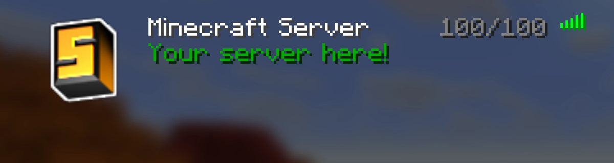 Boxy Minecraft server icon, orange, shown in the multiplayer server list