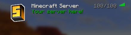 Boxy Minecraft server icon, orange, shown in the multiplayer server list