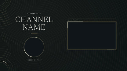 Continuum dark YouTube end screen with one video space, channel name and subscribe space
