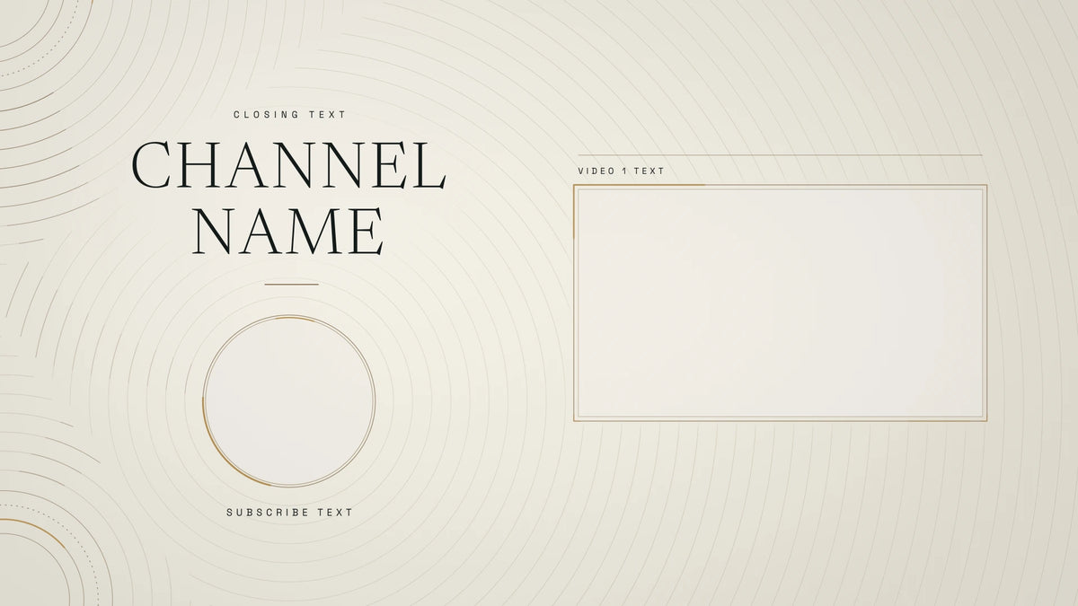 Continuum light YouTube end screen with one video space, channel name and subscribe space