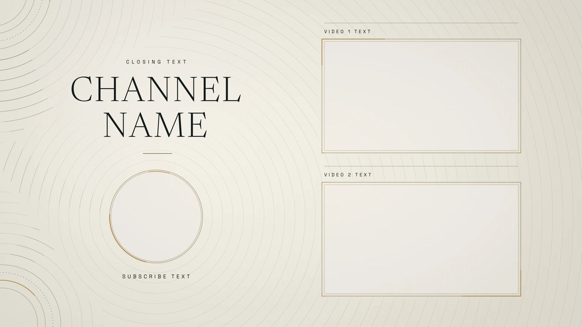 Continuum light YouTube end screen with two video spaces, channel name and subscribe space