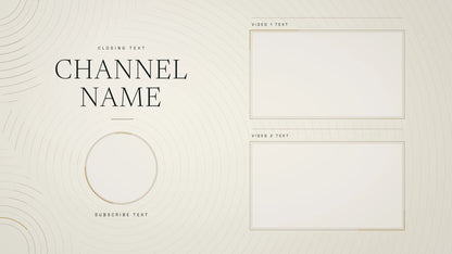 Continuum light YouTube end screen with two video spaces, channel name and subscribe space