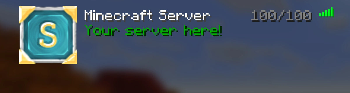 Crafted Minecraft server icon, cyan, shown in the multiplayer server list