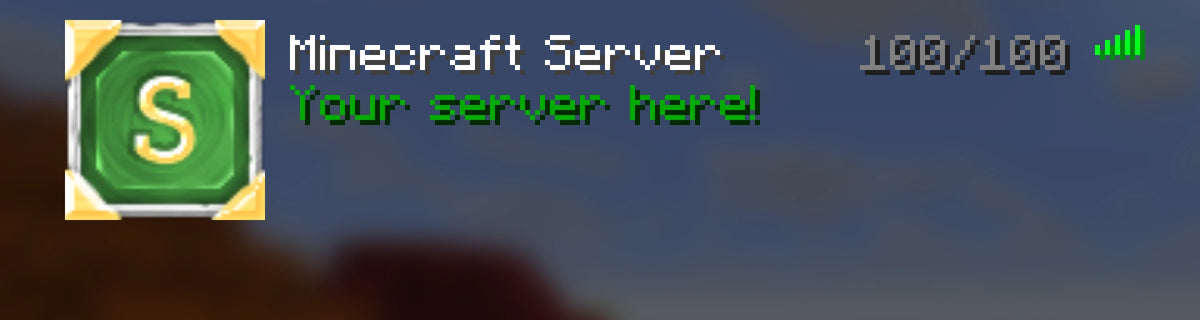 Crafted Minecraft server icon, green, shown in the multiplayer server list