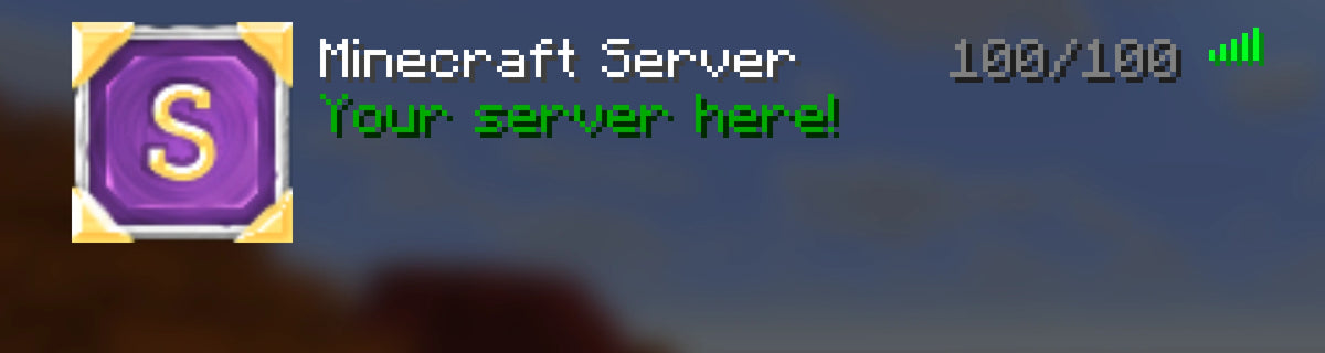 Crafted Minecraft server icon, purple, shown in the multiplayer server list