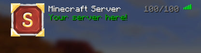 Crafted Minecraft server icon, red, shown in the multiplayer server list