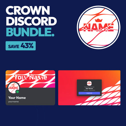 Crown Complete Discord Bundle in Orange with a matching PFP & server icon, profile banner, and invite background
