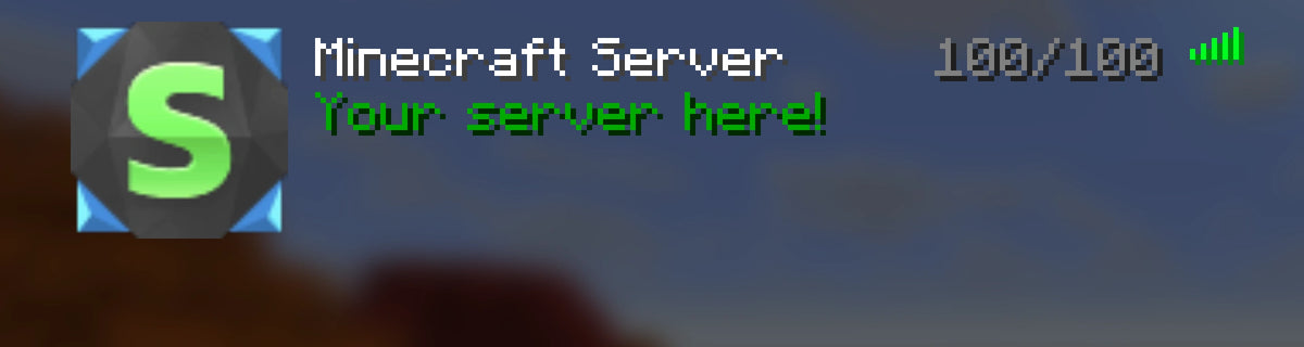 Crystal Minecraft server icon, blue and green, shown in the multiplayer server list