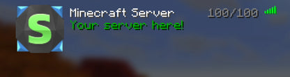 Crystal Minecraft server icon, blue and green, shown in the multiplayer server list