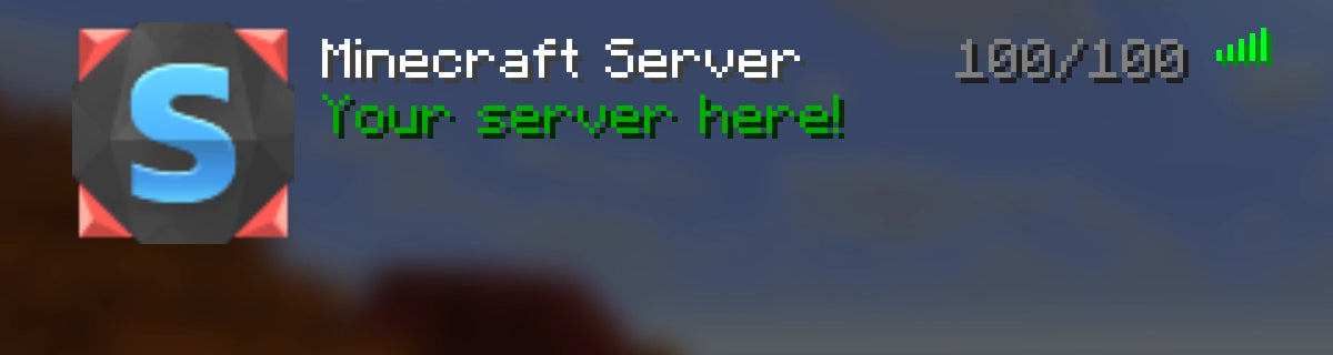 Crystal Minecraft server icon, blue and red, shown in the multiplayer server list