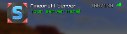 Crystal Minecraft server icon, blue and red, shown in the multiplayer server list