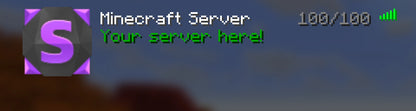 Crystal Minecraft server icon, purple, shown in the multiplayer server list