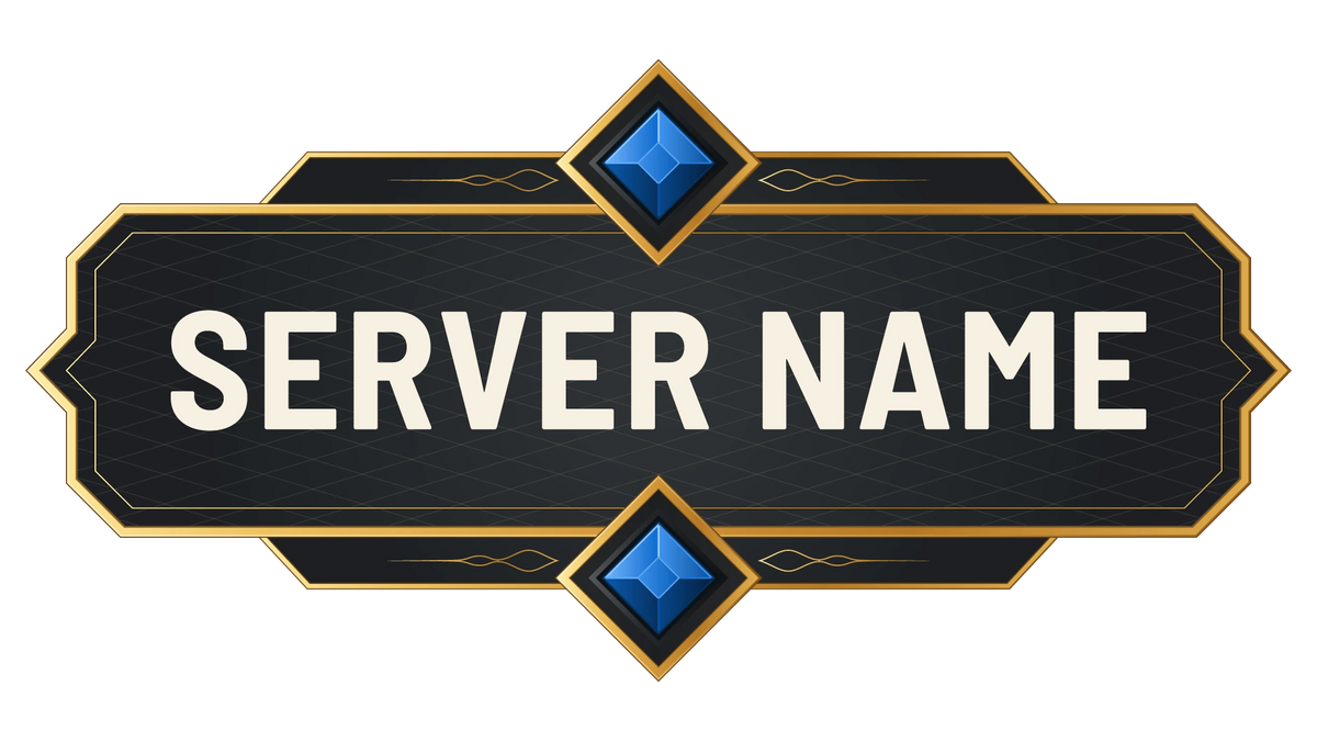 Diamonds Minecraft Server Logo with blue gemstones, gold flourishes, and a customizable server name