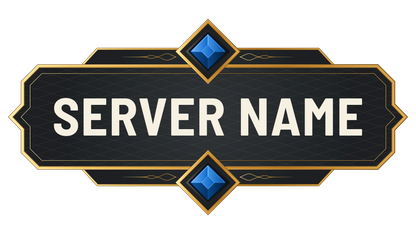 Diamonds Minecraft Server Logo with blue gemstones, gold flourishes, and a customizable server name