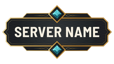 Diamonds Minecraft Server Logo with cyan gemstones, gold flourishes, and a customizable server name