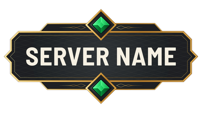 Diamonds Minecraft Server Logo with green gemstones, gold flourishes, and a customizable server name