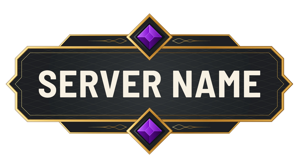 Diamonds Minecraft Server Logo with purple gemstones, gold flourishes, and a customizable server name