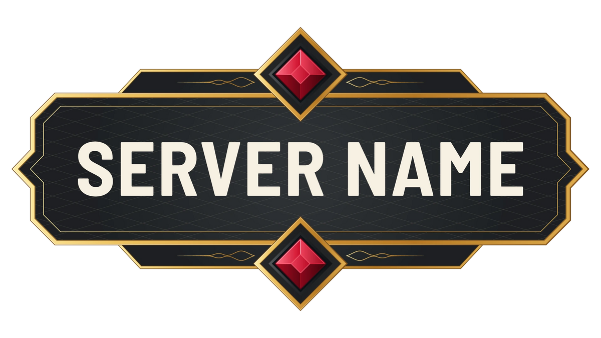 Diamonds Minecraft Server Logo with red gemstones, gold flourishes, and a customizable server name