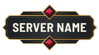Diamonds Minecraft Server Logo with red gemstones, gold flourishes, and a customizable server name