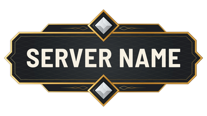 Diamonds Minecraft Server Logo with white gemstones, gold flourishes, and a customizable server name