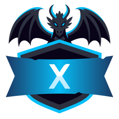 Blue Ender Server Icon with a dragon, shield and customizable X initial