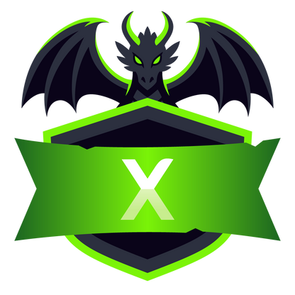 Green Ender Server Icon with a dragon, shield and customizable X initial