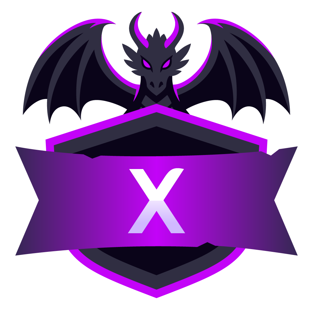 Purple Ender Server Icon with a dragon, shield and customizable X initial