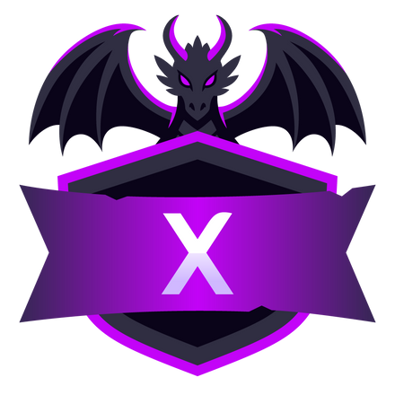 Purple Ender Server Icon with a dragon, shield and customizable X initial