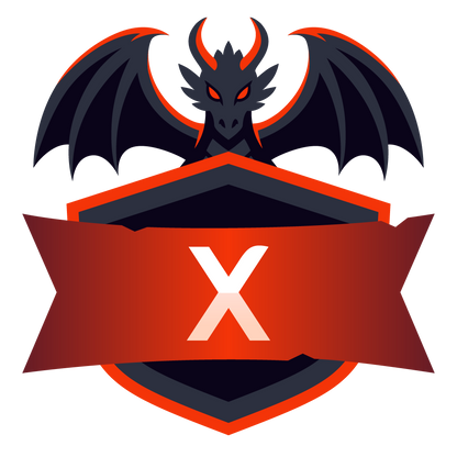 Red Ender Server Icon with a dragon, shield and customizable X initial
