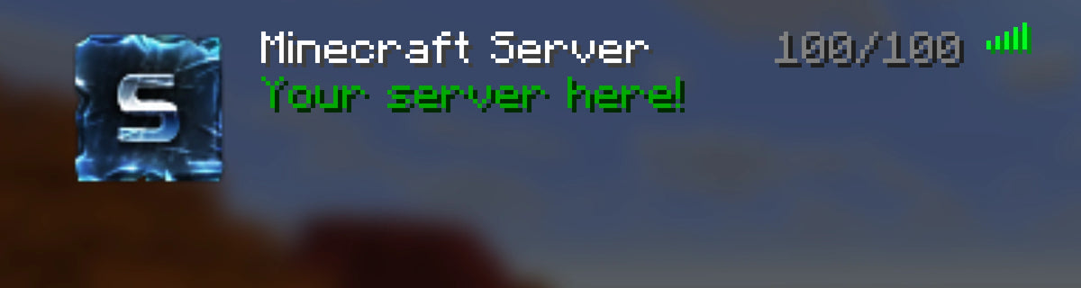 Forge Minecraft server icon, blue, shown in the multiplayer server list