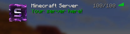 Forge Minecraft server icon, purple, shown in the multiplayer server list