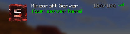 Forge Minecraft server icon, red, shown in the multiplayer server list