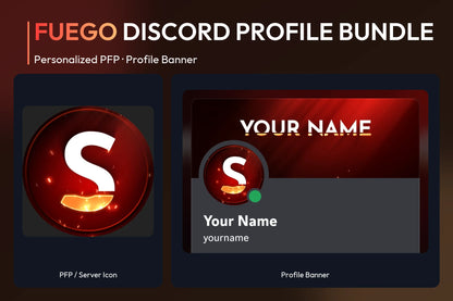 Fuego Discord Profile Bundle with matching personalized PFP and server icon and profile banner