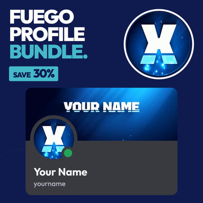 Fuego Discord Profile Bundle in Blue with a matching PFP & server icon and profile banner