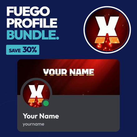 Fuego Discord Profile Bundle in Red with a matching PFP & server icon and profile banner