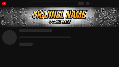 Gamer YouTube channel banner, gray, shown on a YouTube channel page