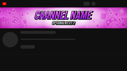 Gamer YouTube channel banner, purple, shown on a YouTube channel page