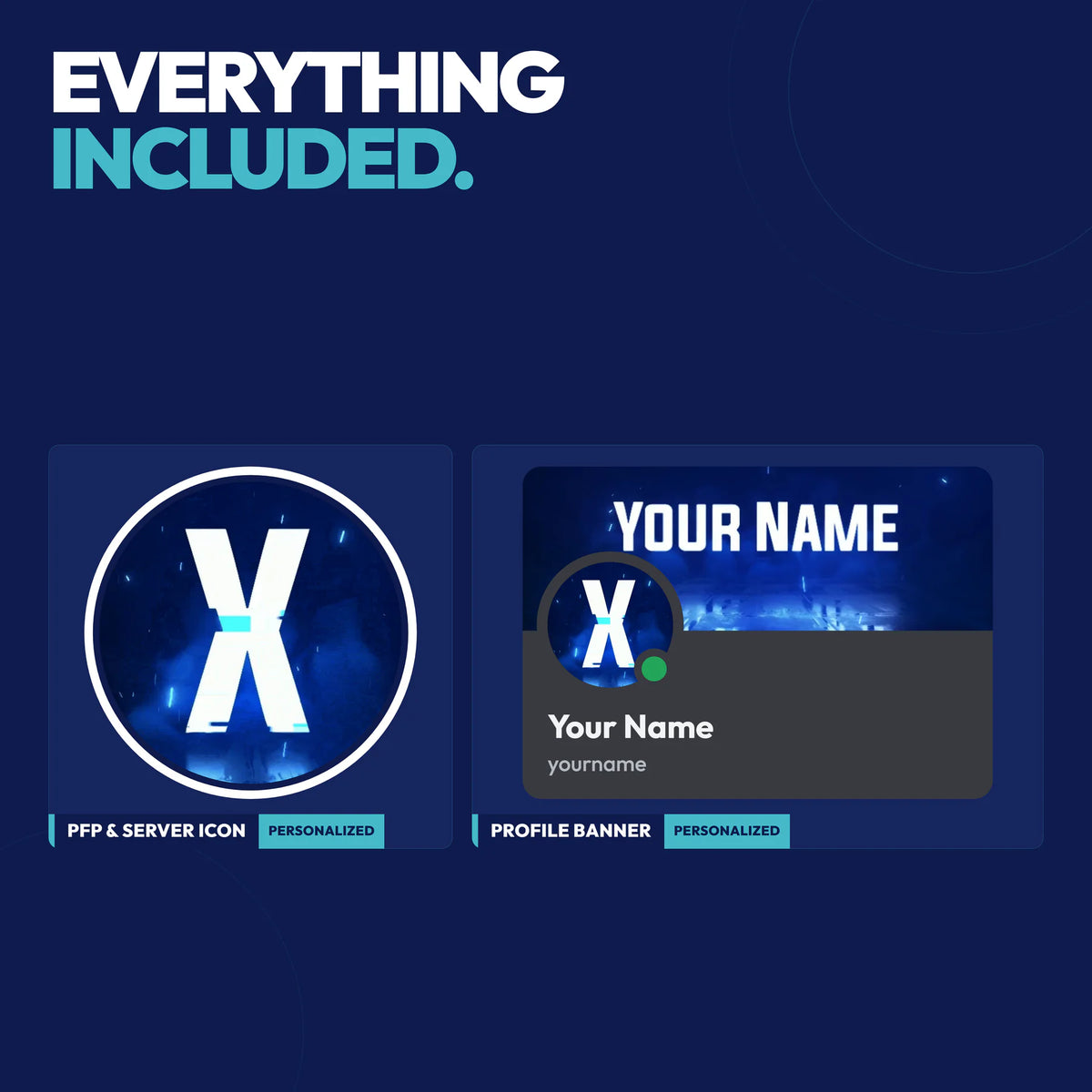 Everything included in the Glitch Discord Profile Bundle: PFP & server icon and profile banner